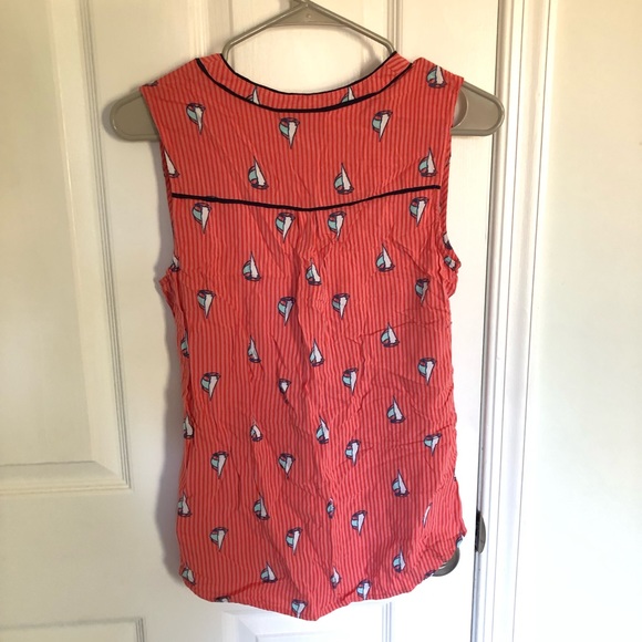 ModCloth Orange Stripped Button Tank with Sailboats - Picture 4 of 5